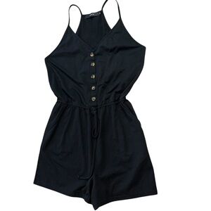 Black Button Romper Cozy Soft Comfortable Onsie Women’s S Casual Spring Travel